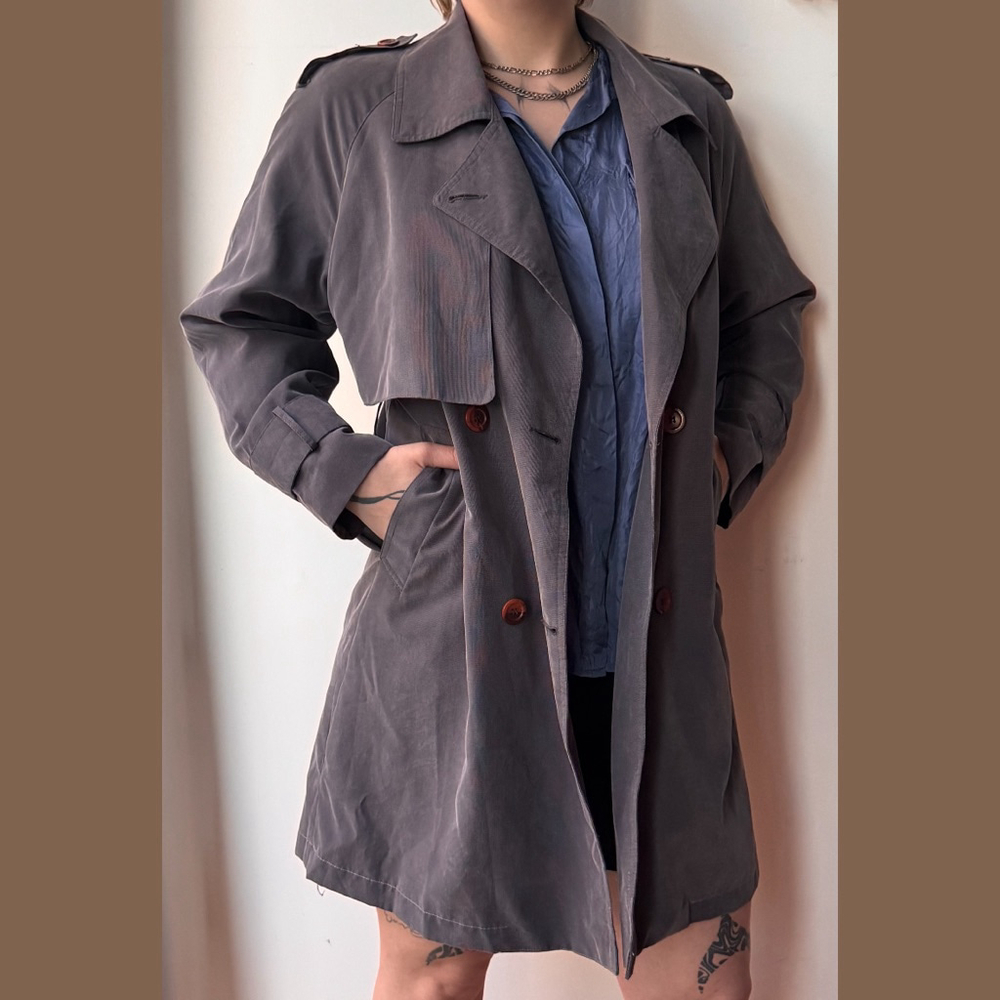 Grey Lightweight Mid-Length Trench Coat Size M